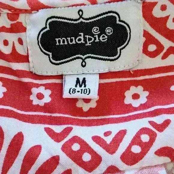 Mudpie swimsuit Coverup | size Medium 8-10 | red Aztec stripe with embroidery - Picture 3 of 4